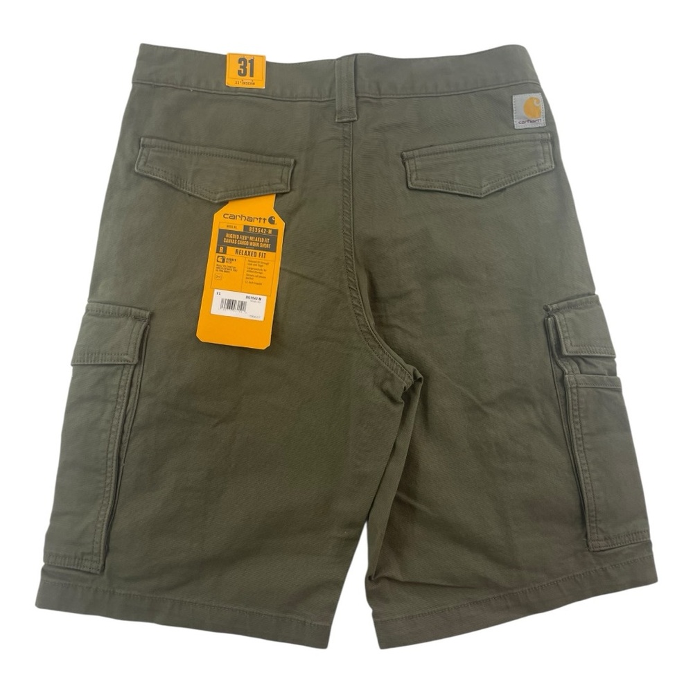 Carhartt Rugged Flex Relaxed Fit Canvas Cargo Work Short BS3542-M Green Sz 31” - Picture 2 of 8
